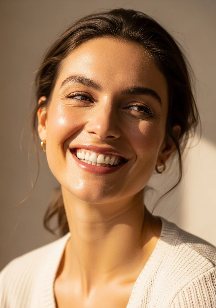 Woman with healthy, radiant skin smiling